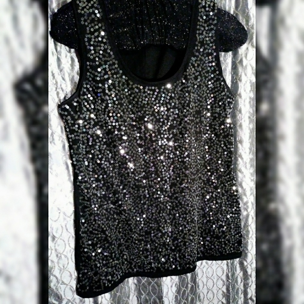 Ann Taylor Loft black sequin tanktop