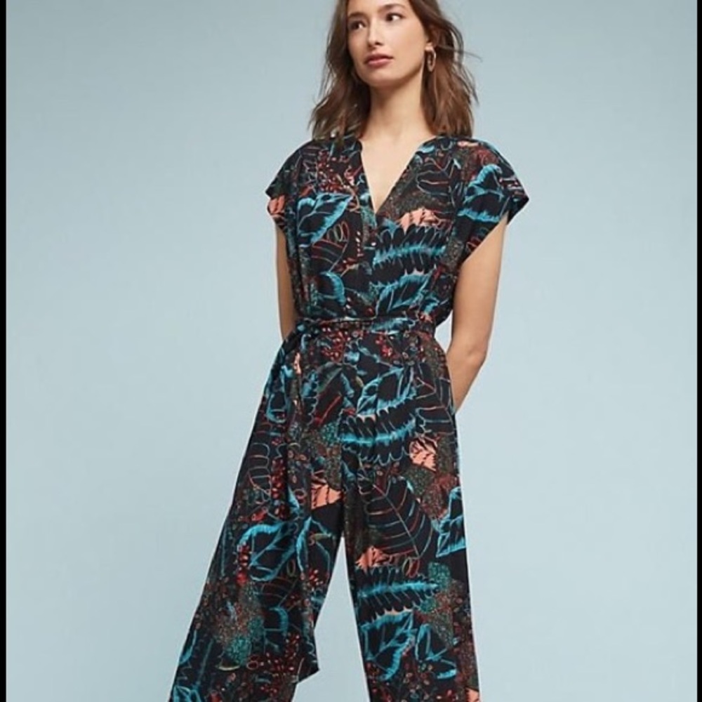 Anthropologie Maeve Geoscope Jumpsuit Purple sz L
