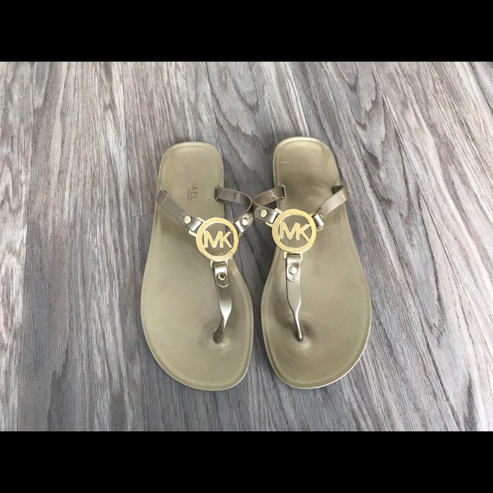 Michael Kors Gold Flip Flops