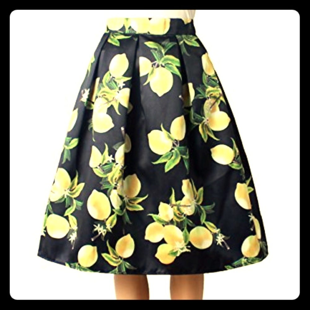 Midi silk lemon skirt
