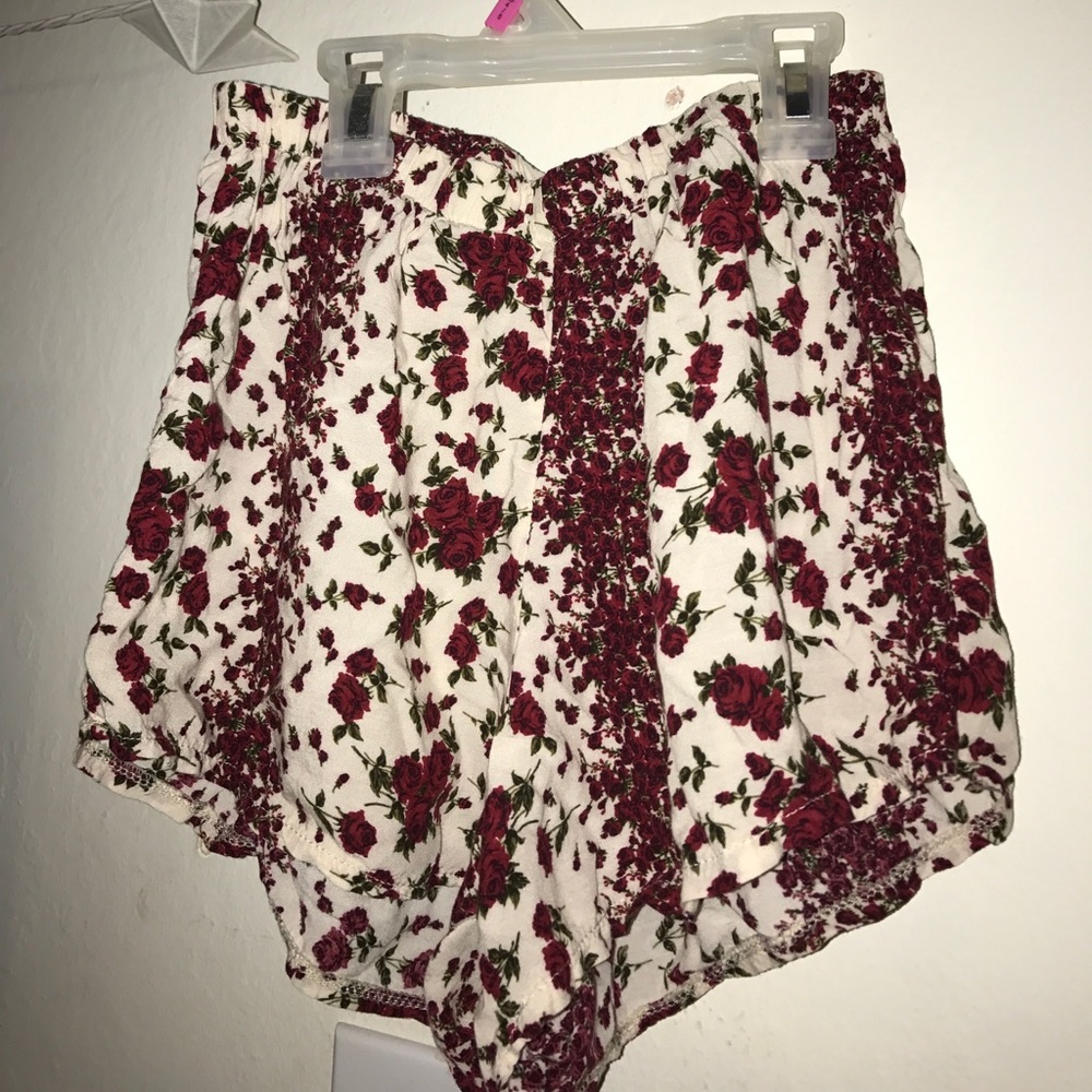 Red Rose Flowy Shorts