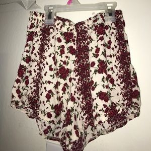 Red Rose Flowy Shorts