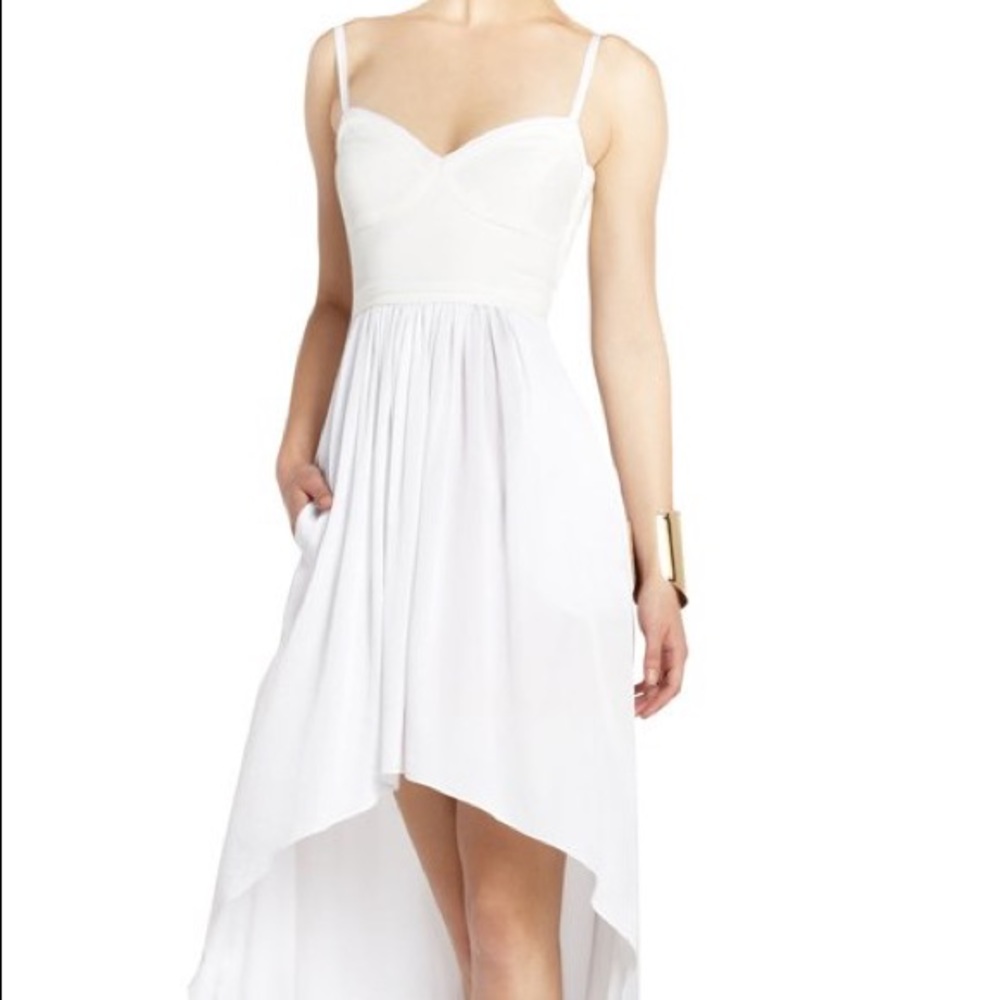 Bcbg Annamae white high-lo hem dress