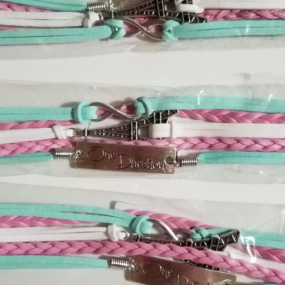 Braided Bracelet Pale Green Pink & White