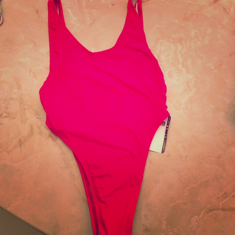Red one piece swimsuit