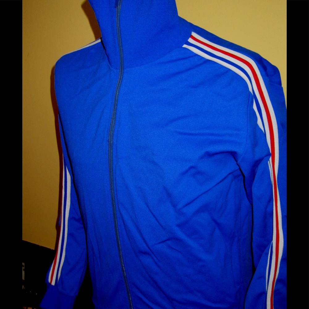 RARE VTG 80s 3 Stripe ADIDAS Tracksuit Jacket Made In FRANCE! - Picture 4 of 7