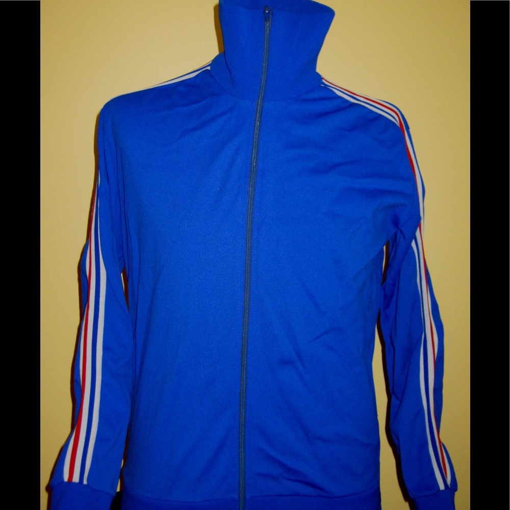 RARE VTG 80s 3 Stripe ADIDAS Tracksuit Jacket Made In FRANCE! - Picture 5 of 7