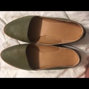 Olive green almond toe flats Old Navy