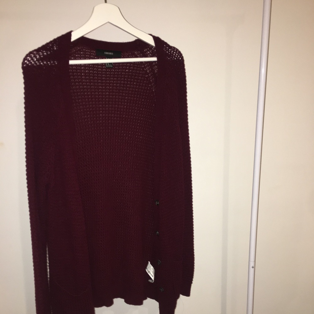 Forever 21 Burgundy Knit Cardigan