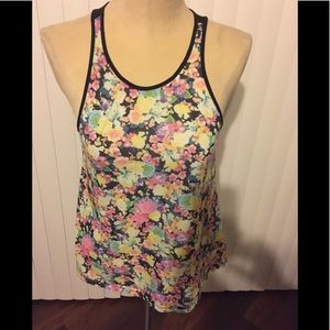 Black Floral razor back zip top size (S).
