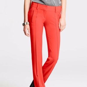 Ann Taylor Red Crepe Pintuck Slim Leg Pants Size 6