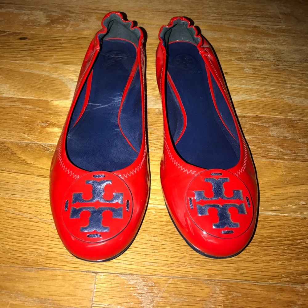 Tory Burch Red Patent Leather Flats *WORN ONCE*