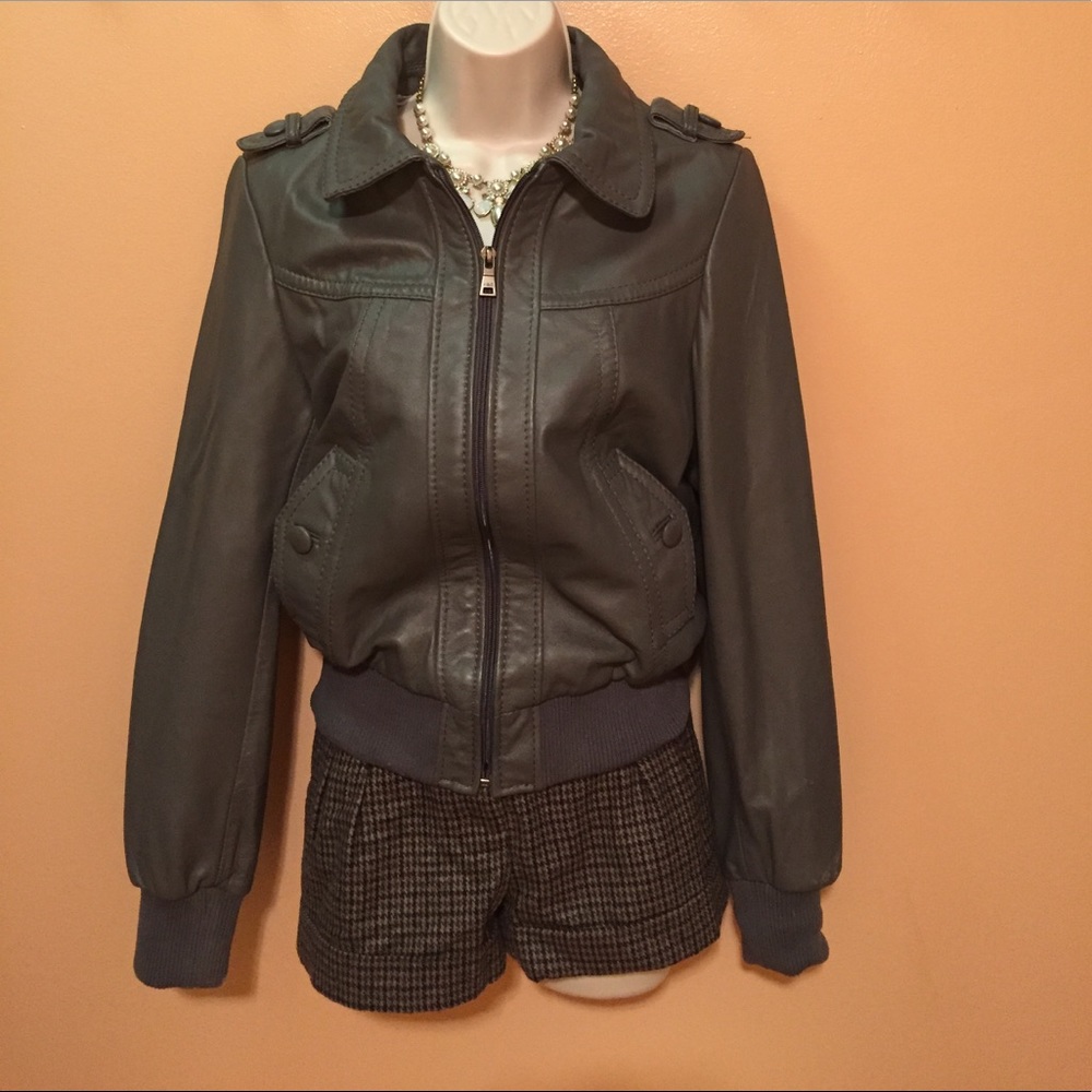 Dark Gray Genuine Lambskin Leather Jacket