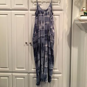 Love Stitch shibori indigo dyed maxi with POCKETS