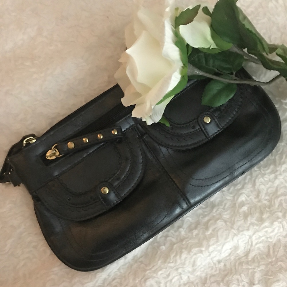 LuLu Black clutch with gold stud detail