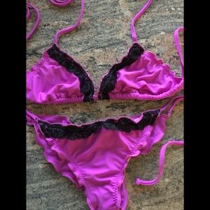 Purple bikini with black lace