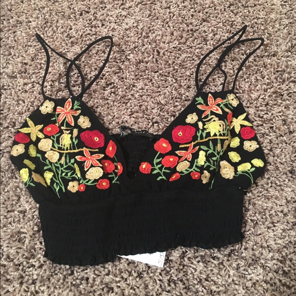 Sexy black embroidered bralette