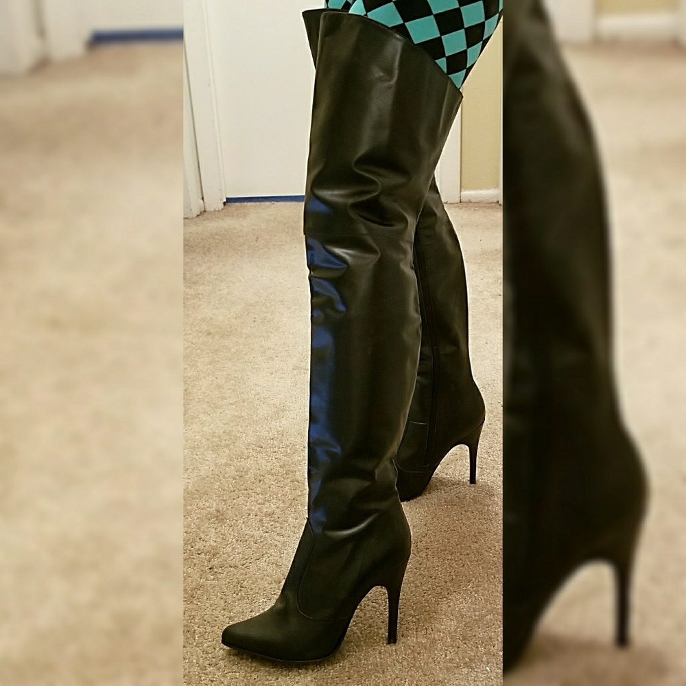 Black thigh high Stiletto boots
