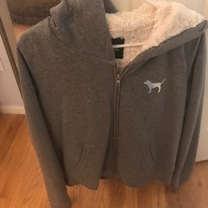 VS pink soft fleece size large nwot sherpa hood