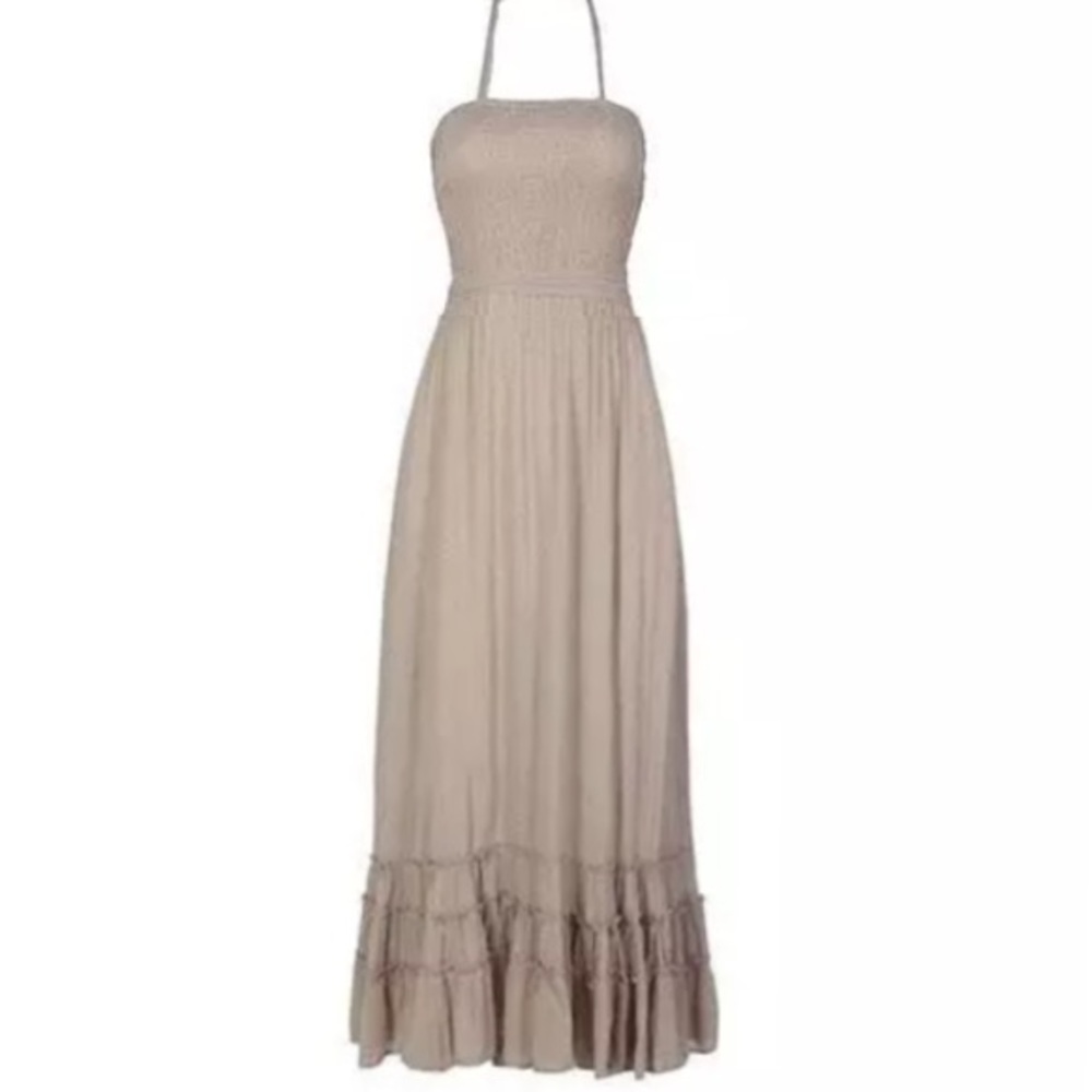 Taupe Summer Maxi DRESS Beach Halter Extratropical - Picture 2 of 3