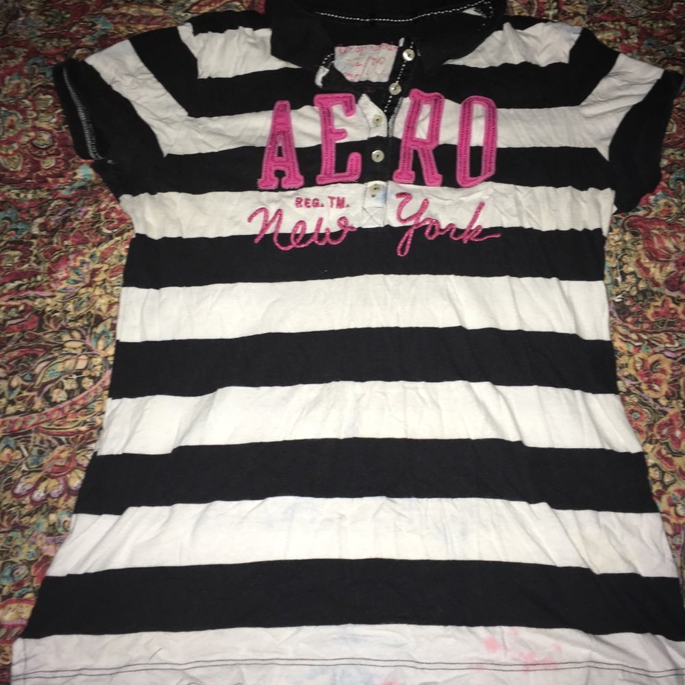 Black and pink and white sleeve shirt