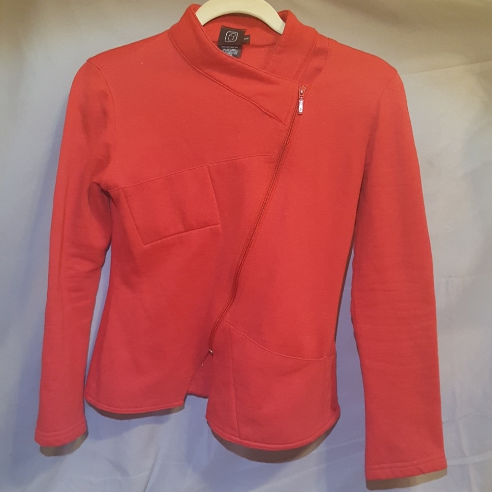 Red Asymetric Zip-up Sweatshirt