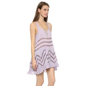 Free People Lavender/Purple Dotted XS Trapeze Slip