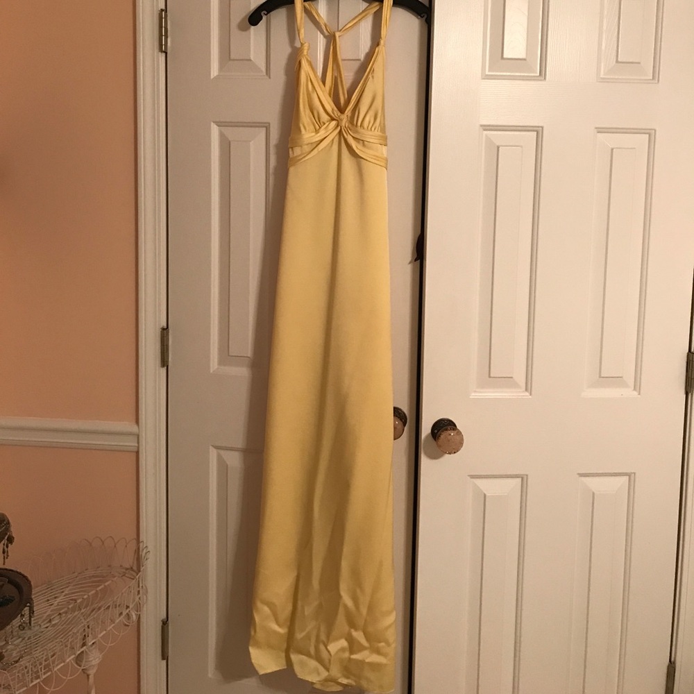BCBG Max Azria Silk Yellow Full Length Dress