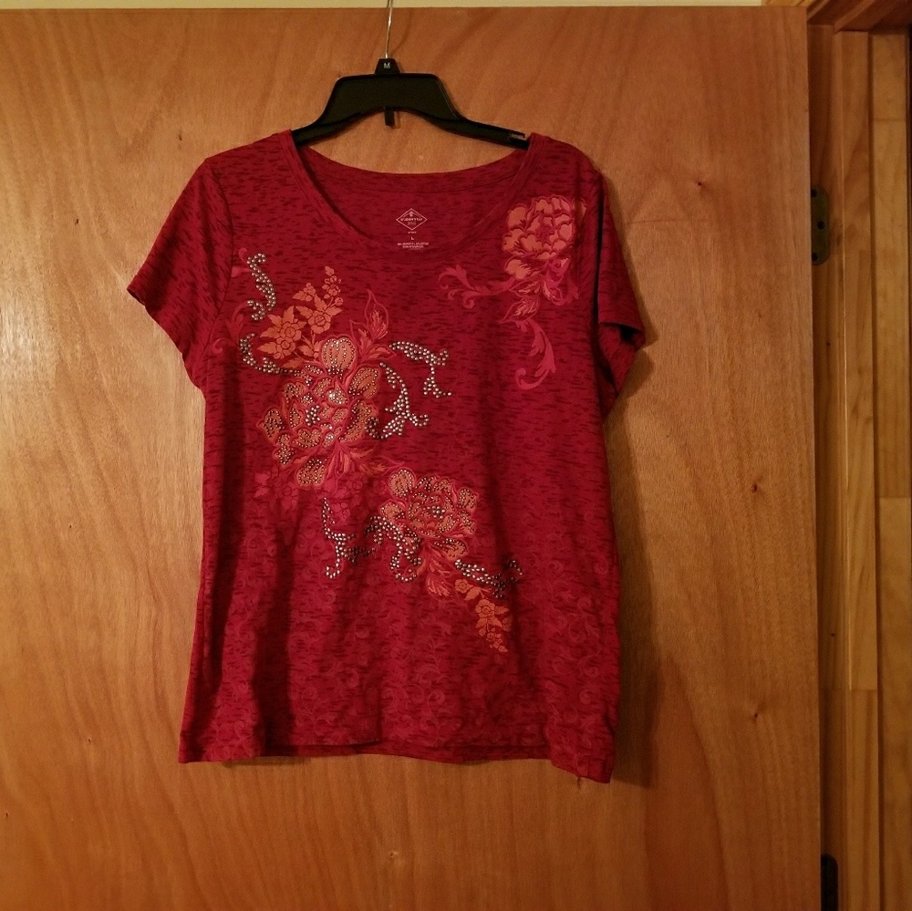 St. John's Bay shirt with studs of flowers, L
