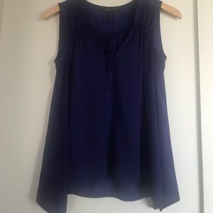 Sleeveless navy blue silk blouse