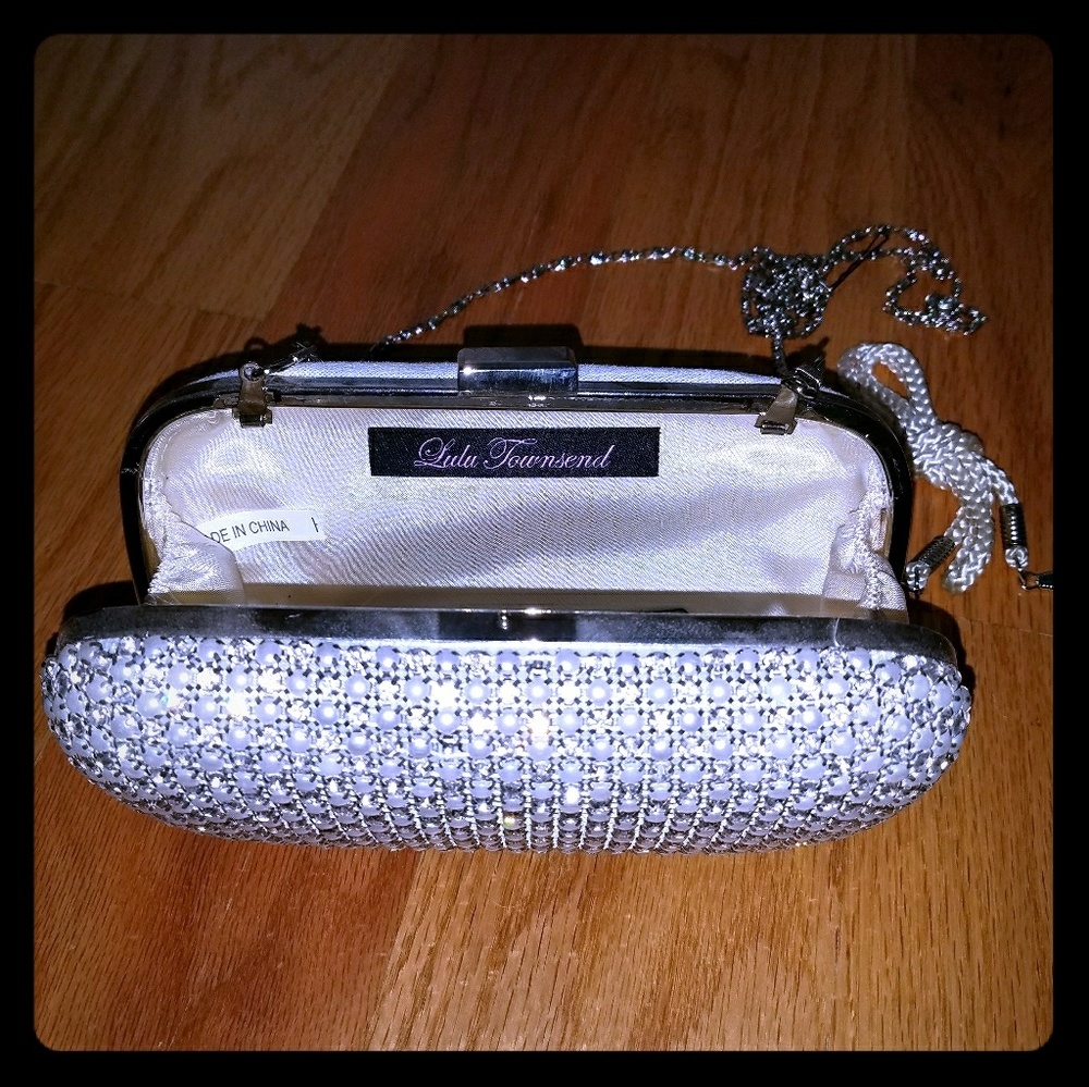 White and silver clutch used for my wedding