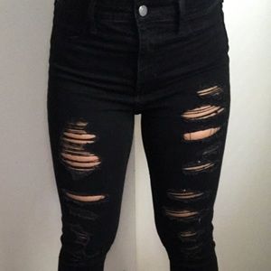 Black Hollister High Rise Crop super skinny Jean