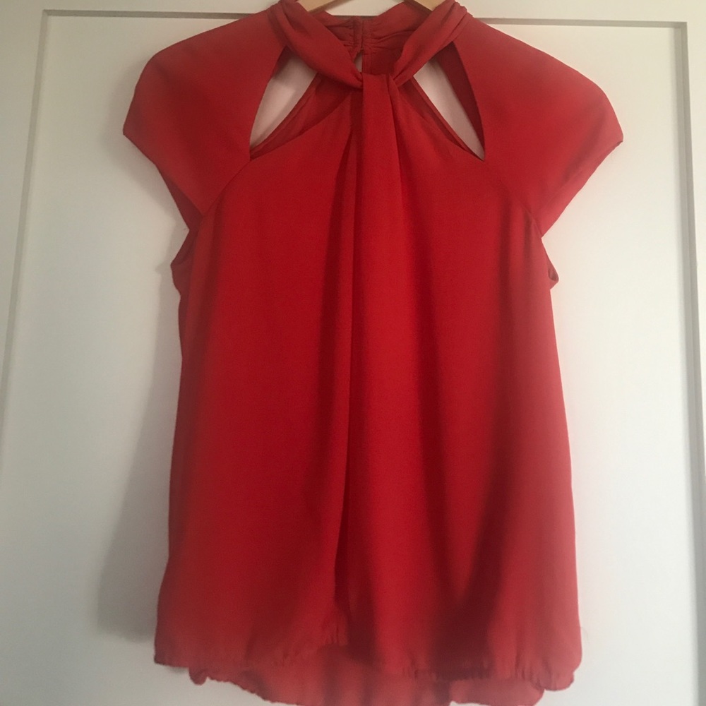 Burnt orange cross detail top