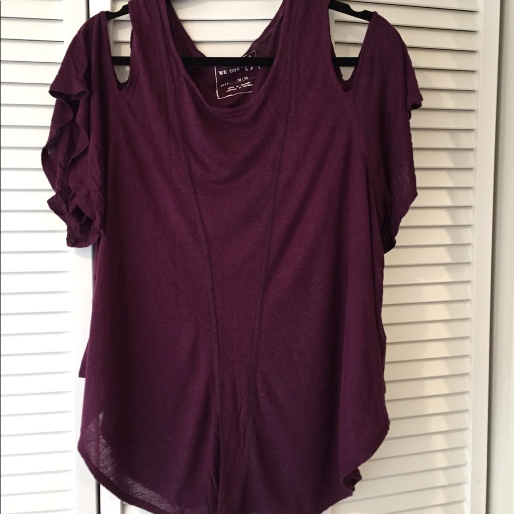 free people purple top, cutout shoulders