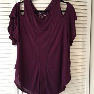 free people purple top, cutout shoulders