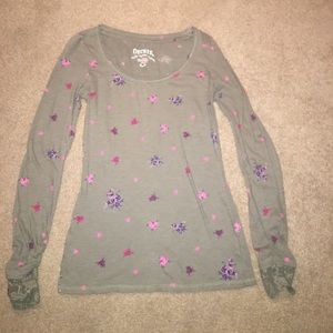 Olive green flowery top