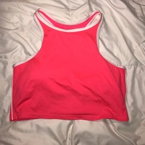 Bright pink razor back crop top