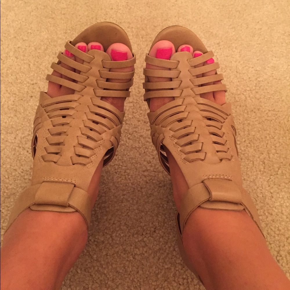 tan strappy heels from Target