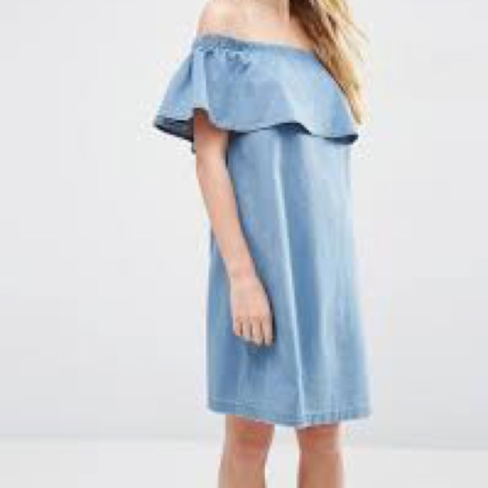 Off the shoulder Chambray Dress