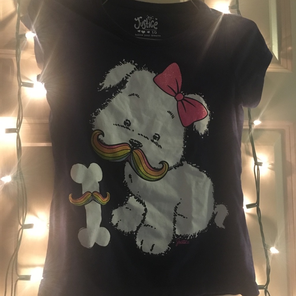 Rainbow Mustache Dog Tee