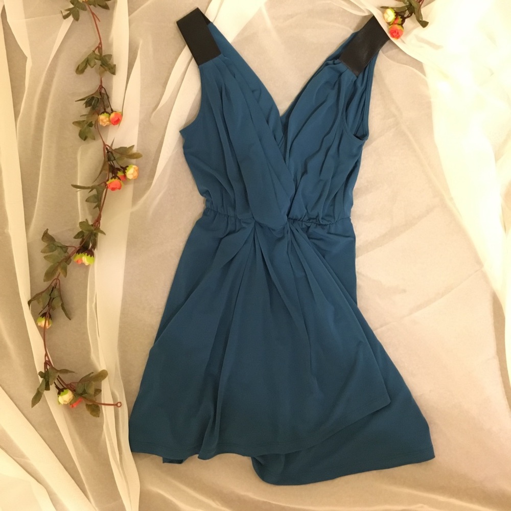 Teal Faux Wrap Dress