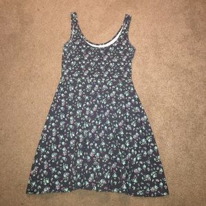 Dark gray dress with bright flowers