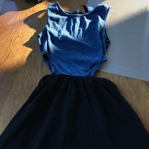 two holes mid leg dress.