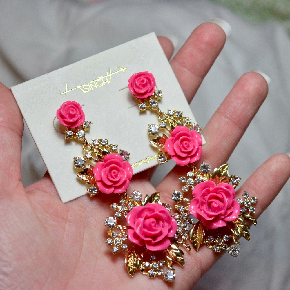 NWT Amrita Singh Lyon Floral Earrings - Pink Rose