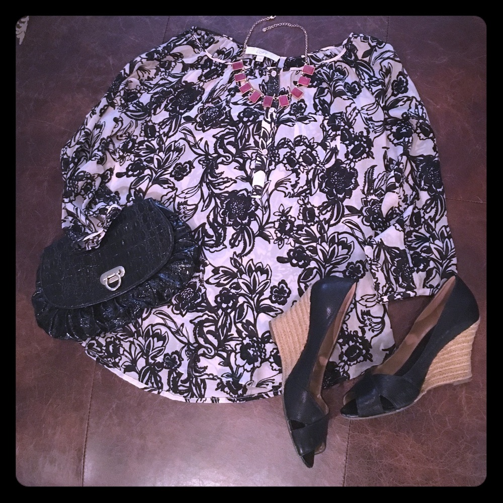 Black Floral LOFT blouse