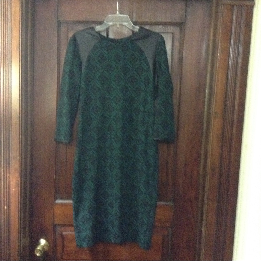 Black/Green Geometric Print w/ Faux Leather