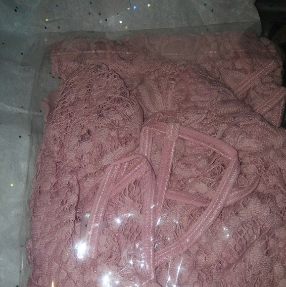 🆕Dusty Rose Scallop Lingerie Set Babydoll Set - Picture 3 of 5