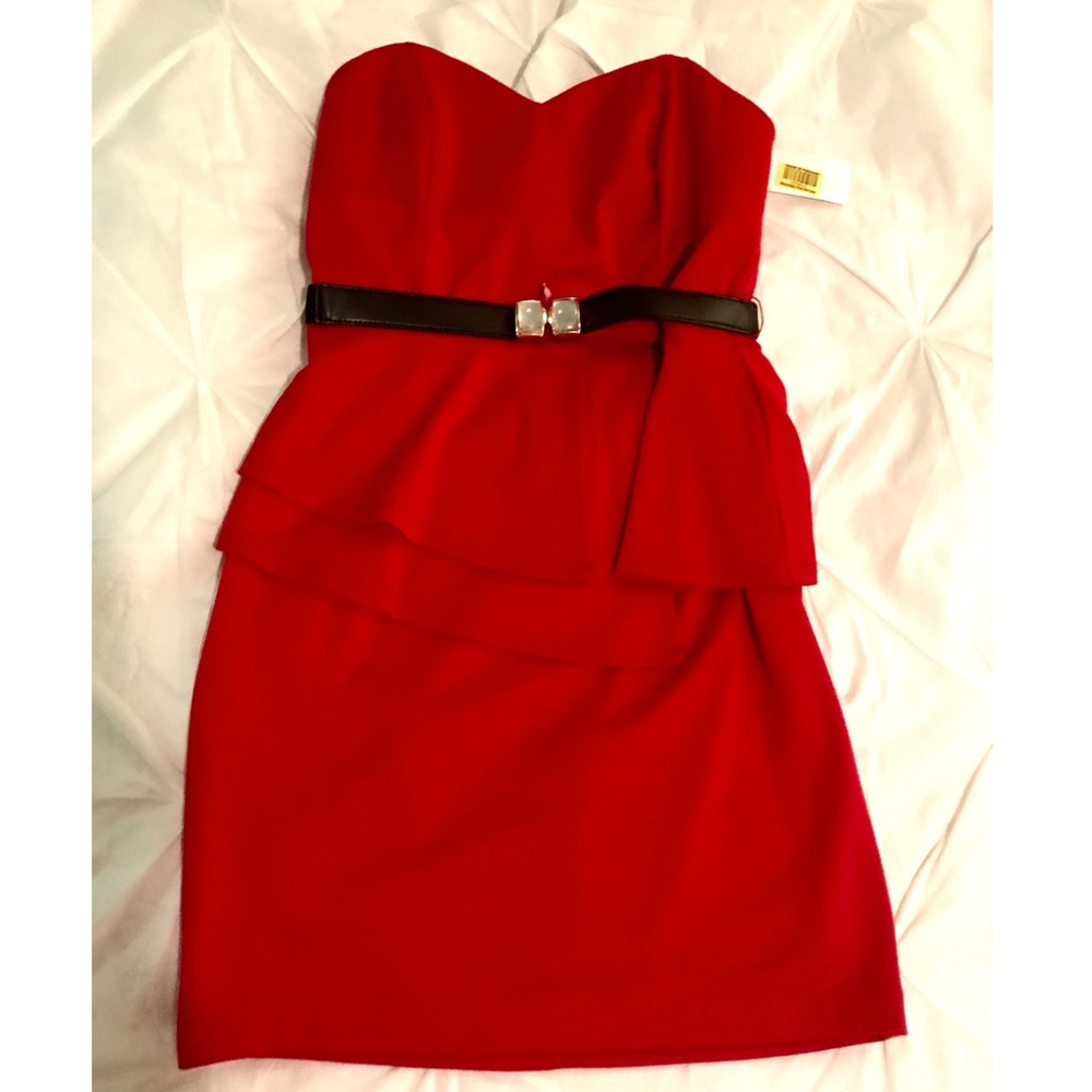 NWT belted red Dillard's mini dress