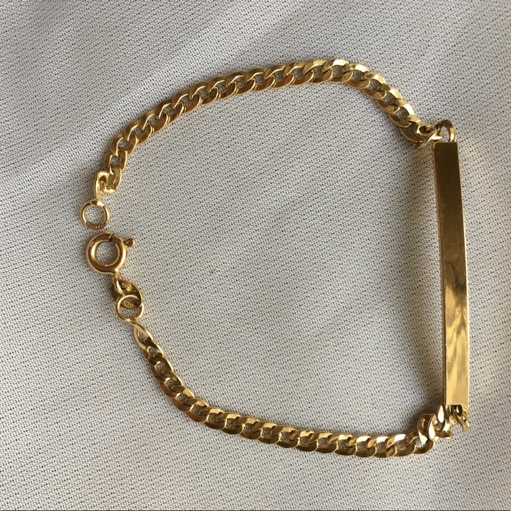 18k Gold Name Plate Chain Bracelet