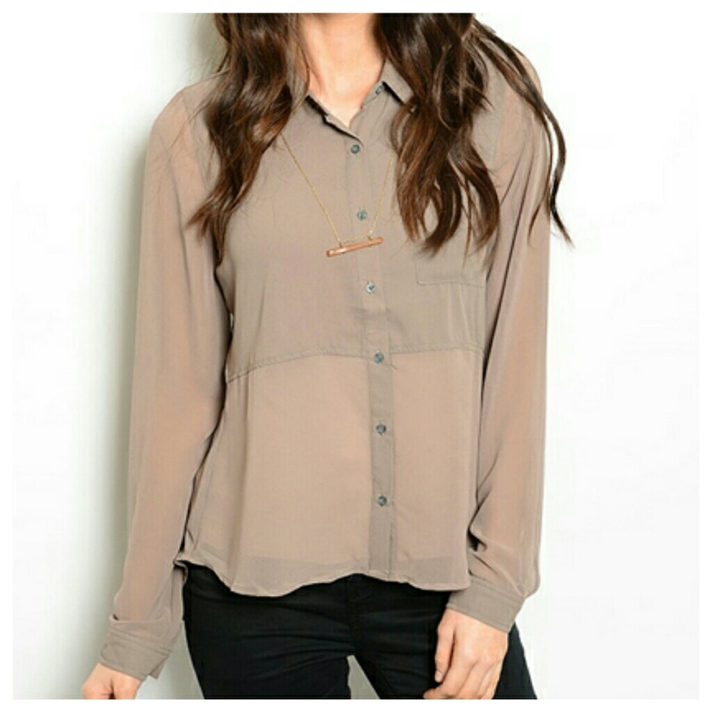 Longsleeve Button Down Mocha Top